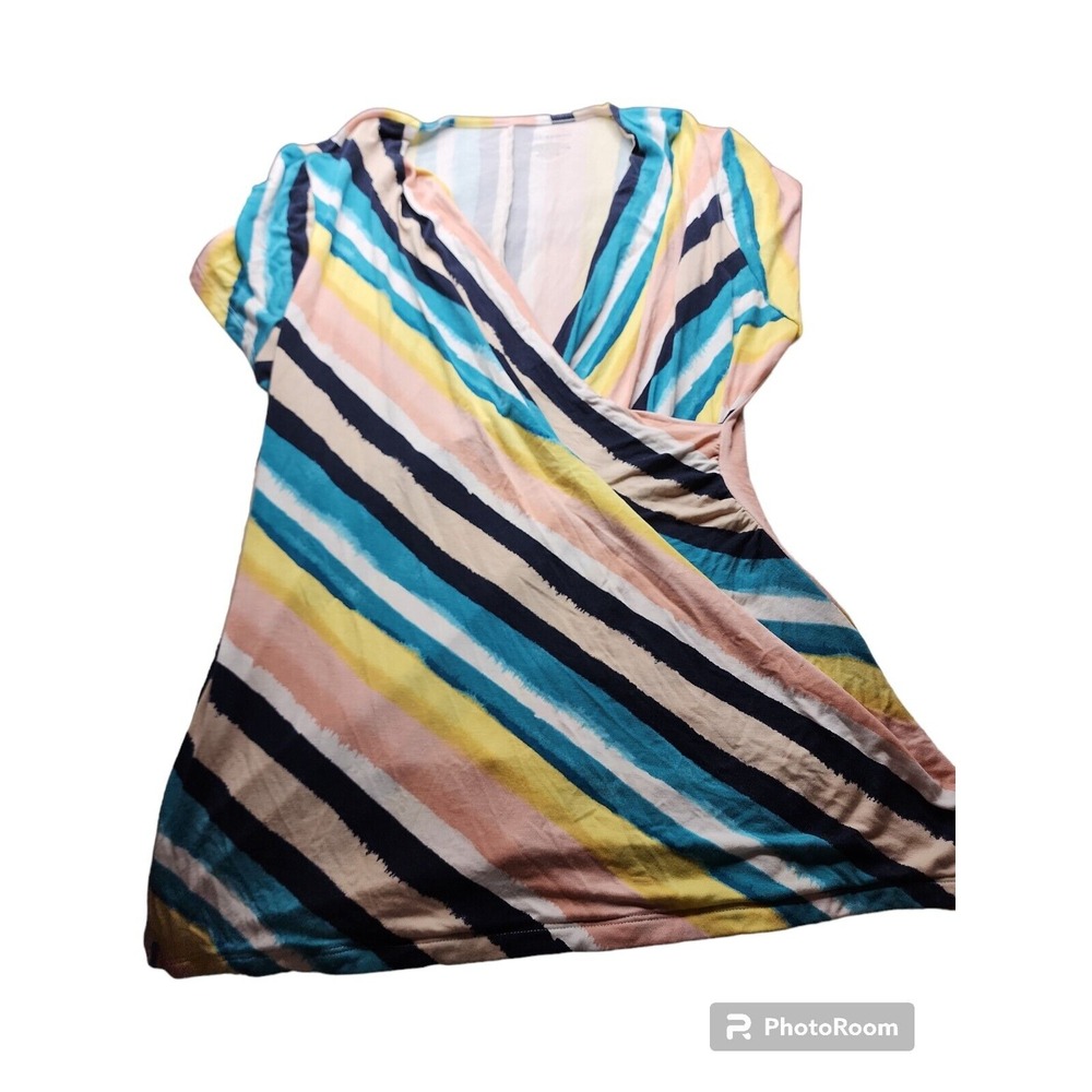 Lane Bryant Striped Surplice Top Plus Size Colorful Casual Blouse‎ 14/16